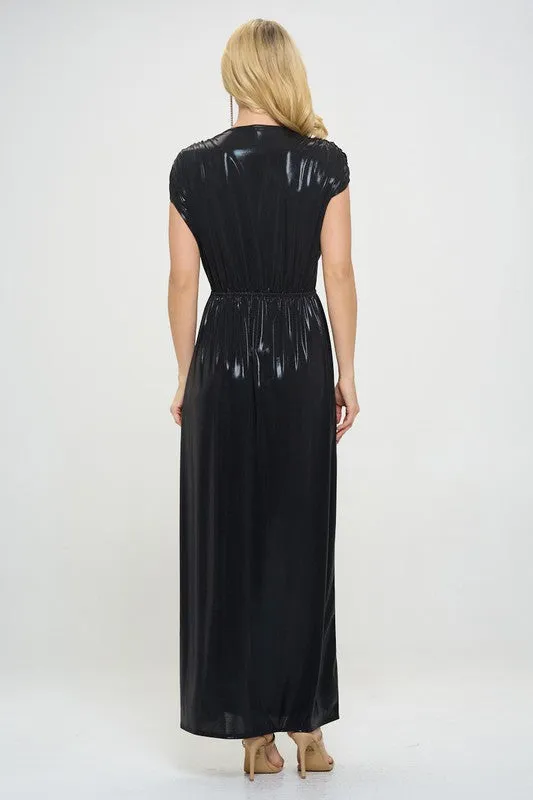 Sleeveless Metallic Maxi Dress