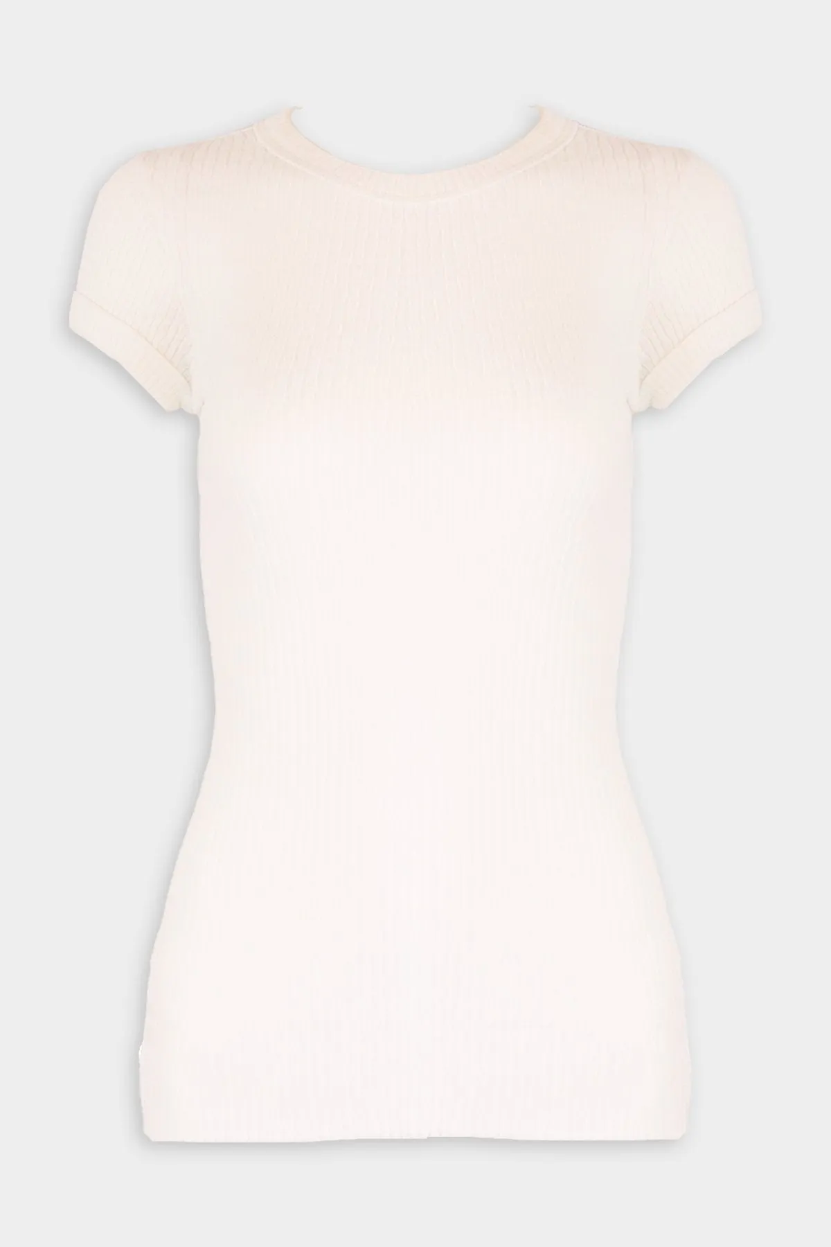 Soft Cotton Knit Crewneck Top in White