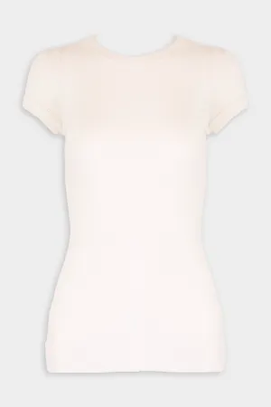 Soft Cotton Knit Crewneck Top in White