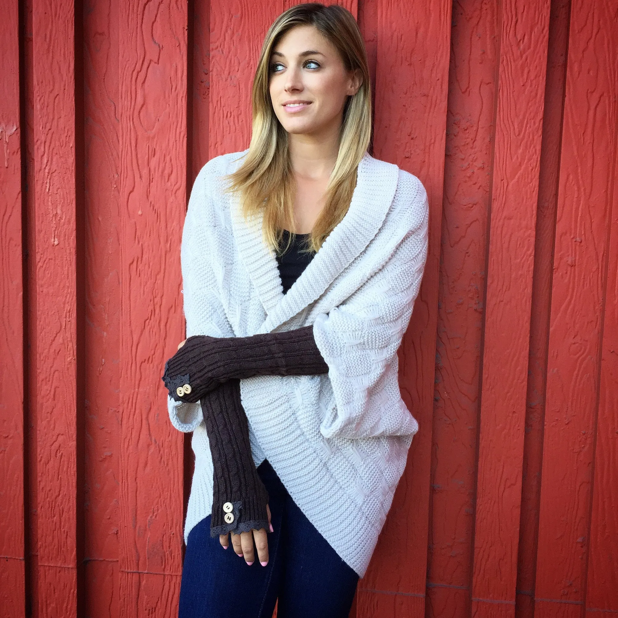 Solid Lace Trim Arm Wamer-6 Colors!