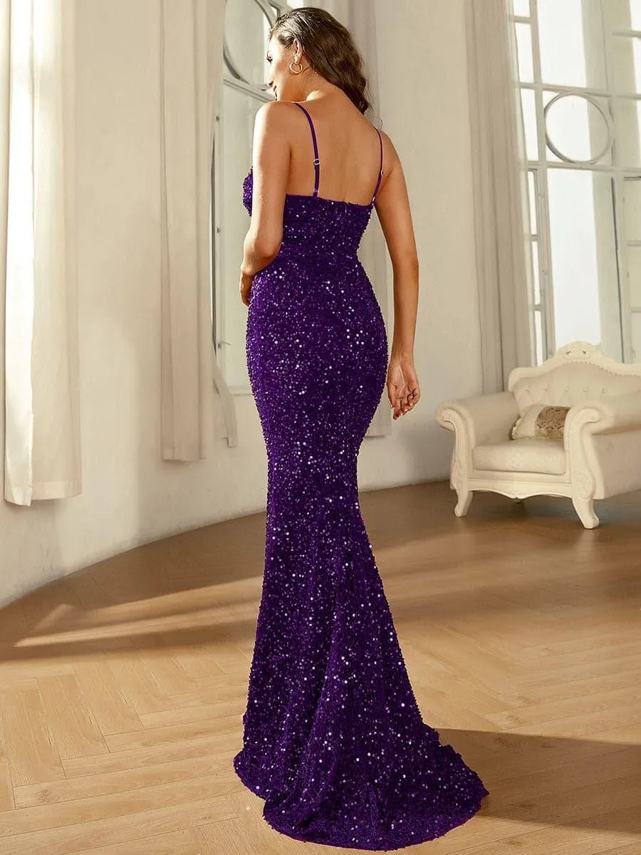 Spaghetti Backless Sequin Dress XJ1646