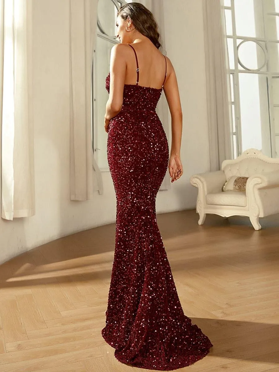 Spaghetti Backless Sequin Dress XJ1646