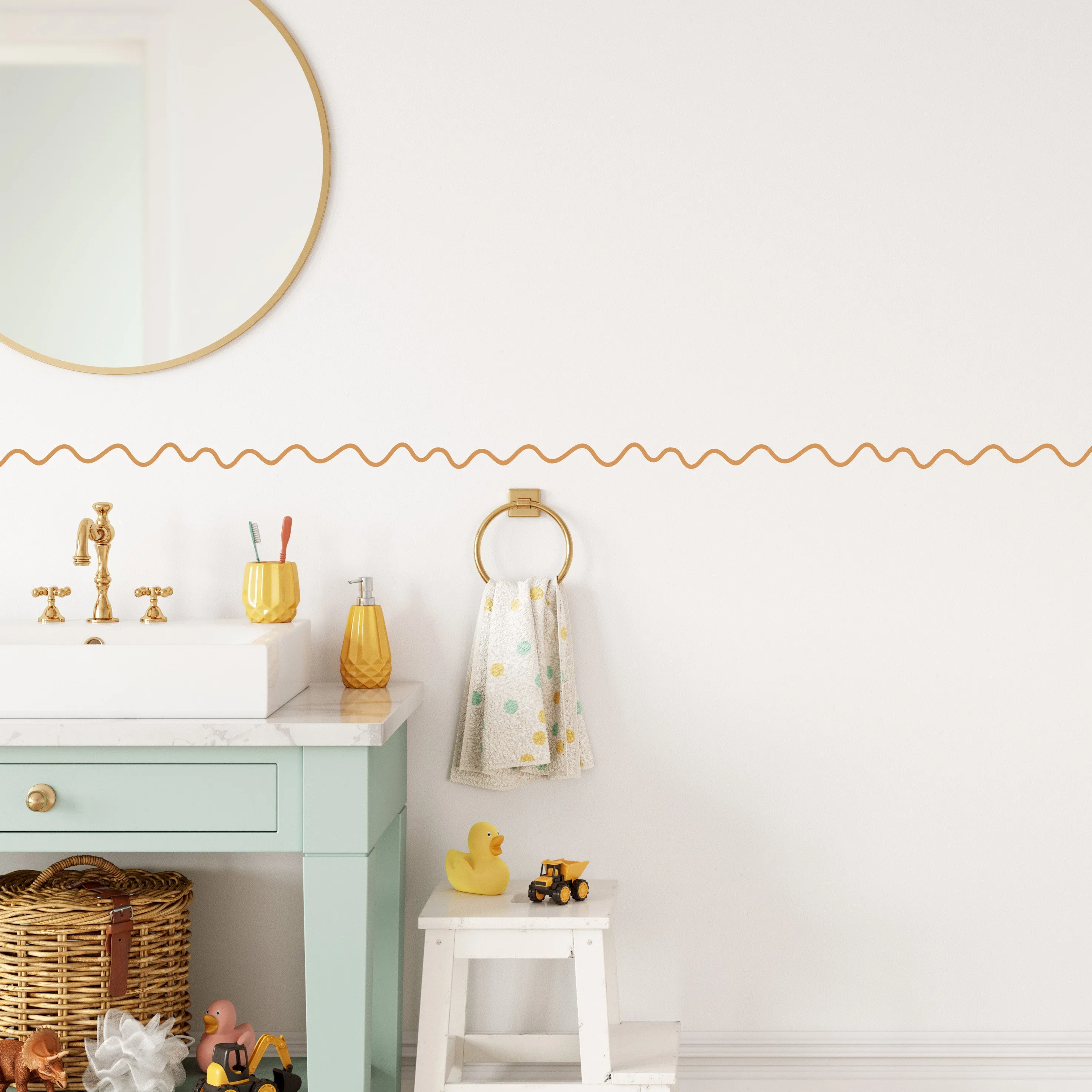 Squiggly Line Border Wall Sticker