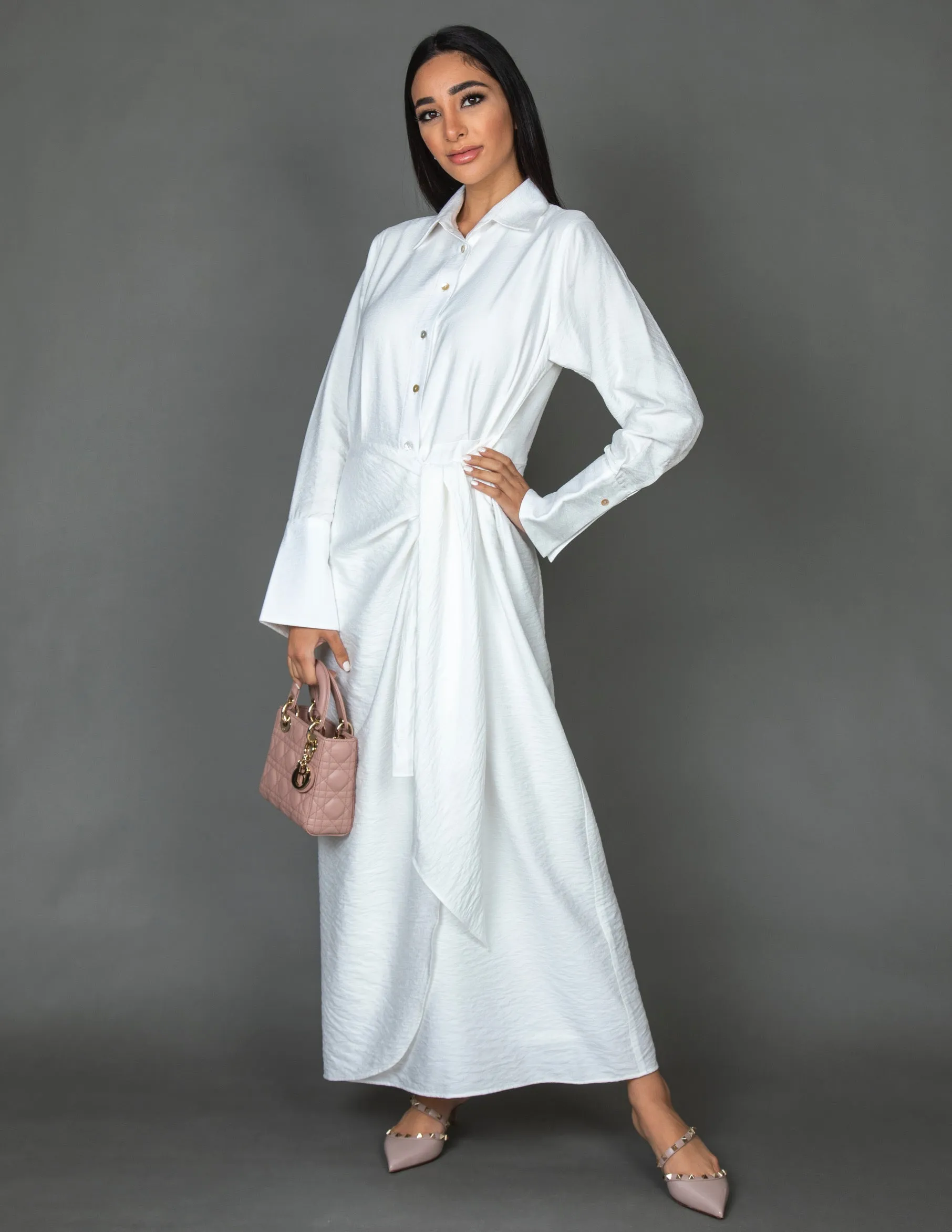 SS20 LINEN SHIRT DRESS WITH WRAP & TIE