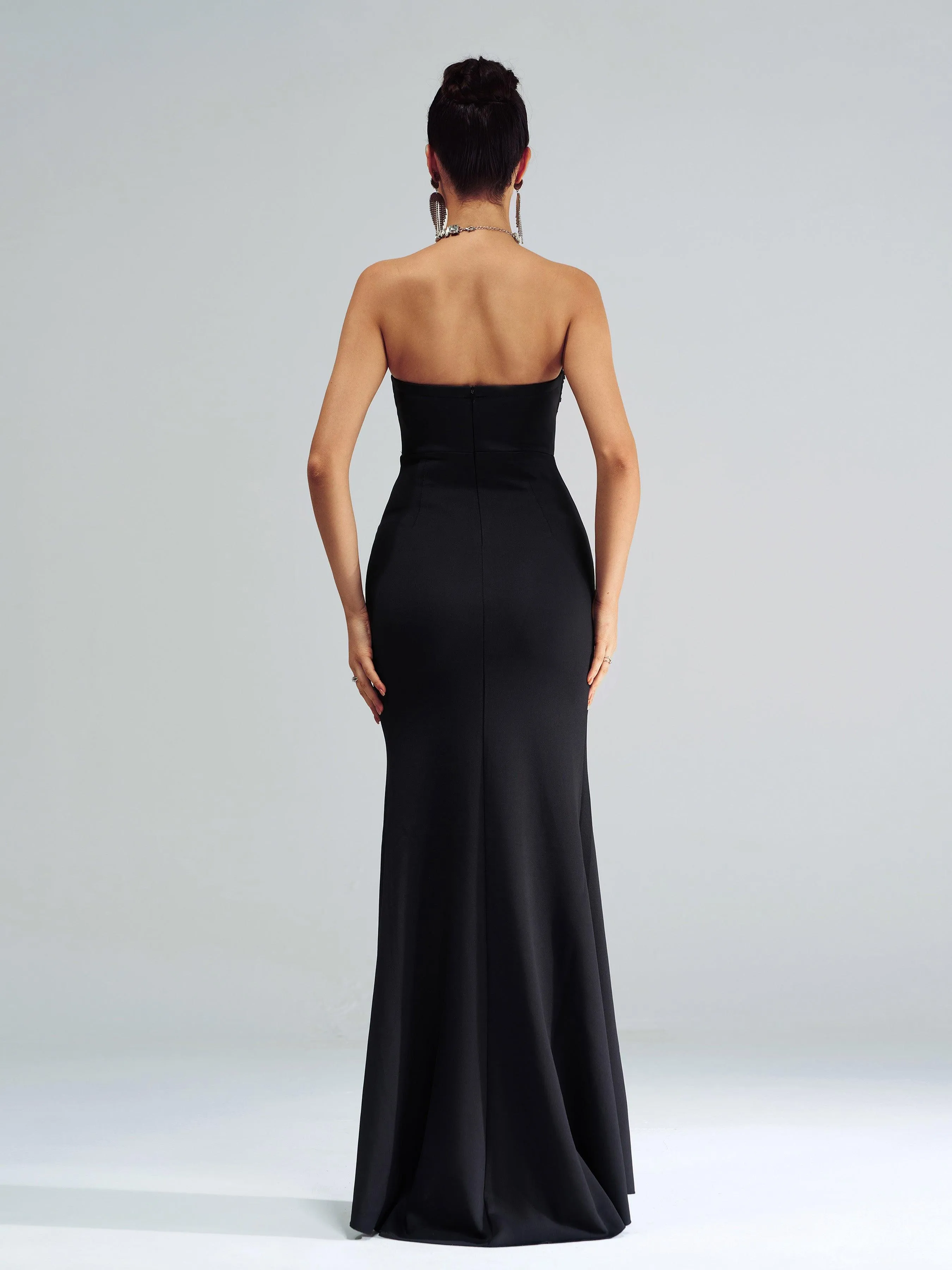 Strapless Corset Panel Split Cocktail Dress GM90151