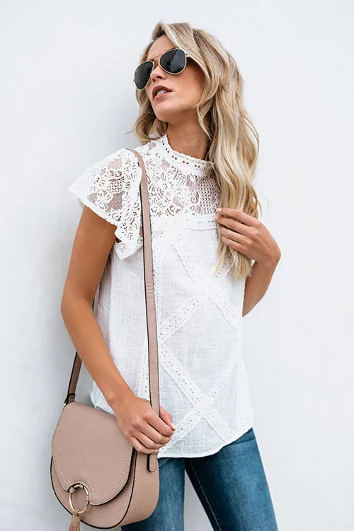 Stunncal Not So Secret Lace Overlay Ruffle Top - 3 Colors