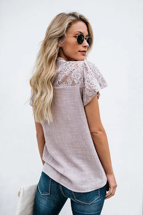 Stunncal Not So Secret Lace Overlay Ruffle Top - 3 Colors