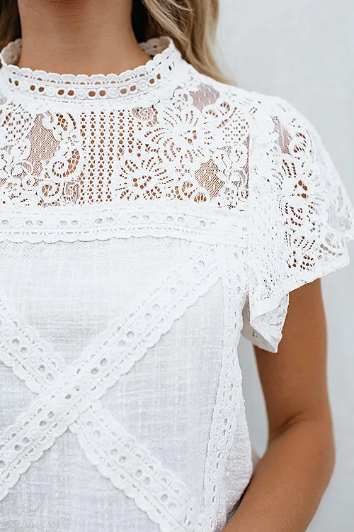Stunncal Not So Secret Lace Overlay Ruffle Top - 3 Colors