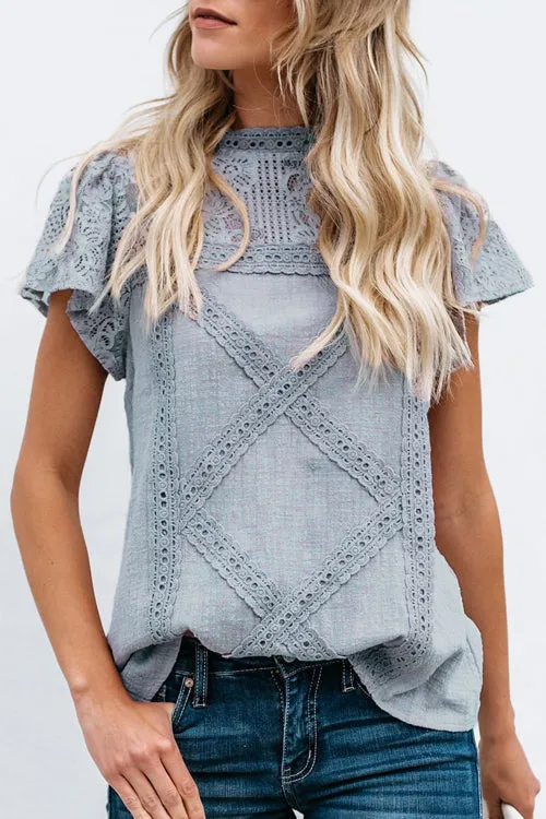 Stunncal Not So Secret Lace Overlay Ruffle Top - 3 Colors