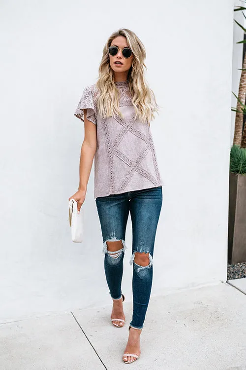 Stunncal Not So Secret Lace Overlay Ruffle Top - 3 Colors