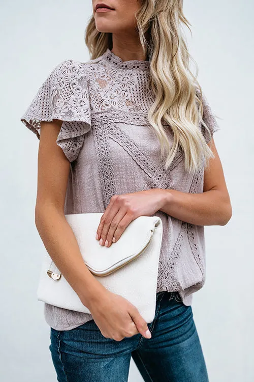 Stunncal Not So Secret Lace Overlay Ruffle Top - 3 Colors