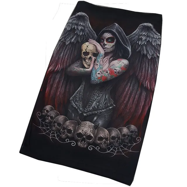 Summer Black Gothic Rock Punk Print Pencil Skirt Clothing Vintage Baphomet Goat Of Mendes Ladies High Waist Midi Bodycon Skirts