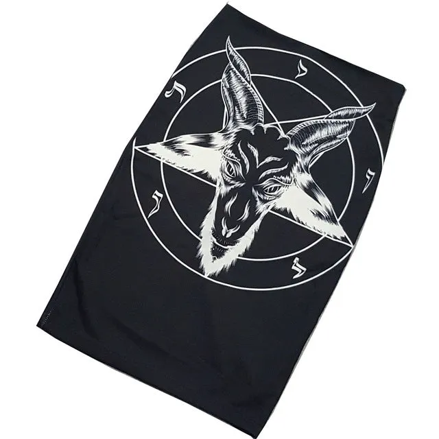 Summer Black Gothic Rock Punk Print Pencil Skirt Clothing Vintage Baphomet Goat Of Mendes Ladies High Waist Midi Bodycon Skirts
