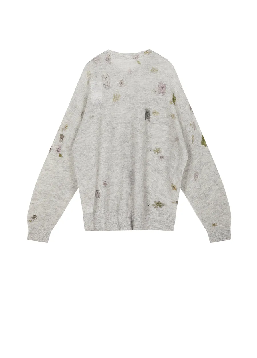 Sweater/JNBY Printed Long-sleeved Pullover Sweater