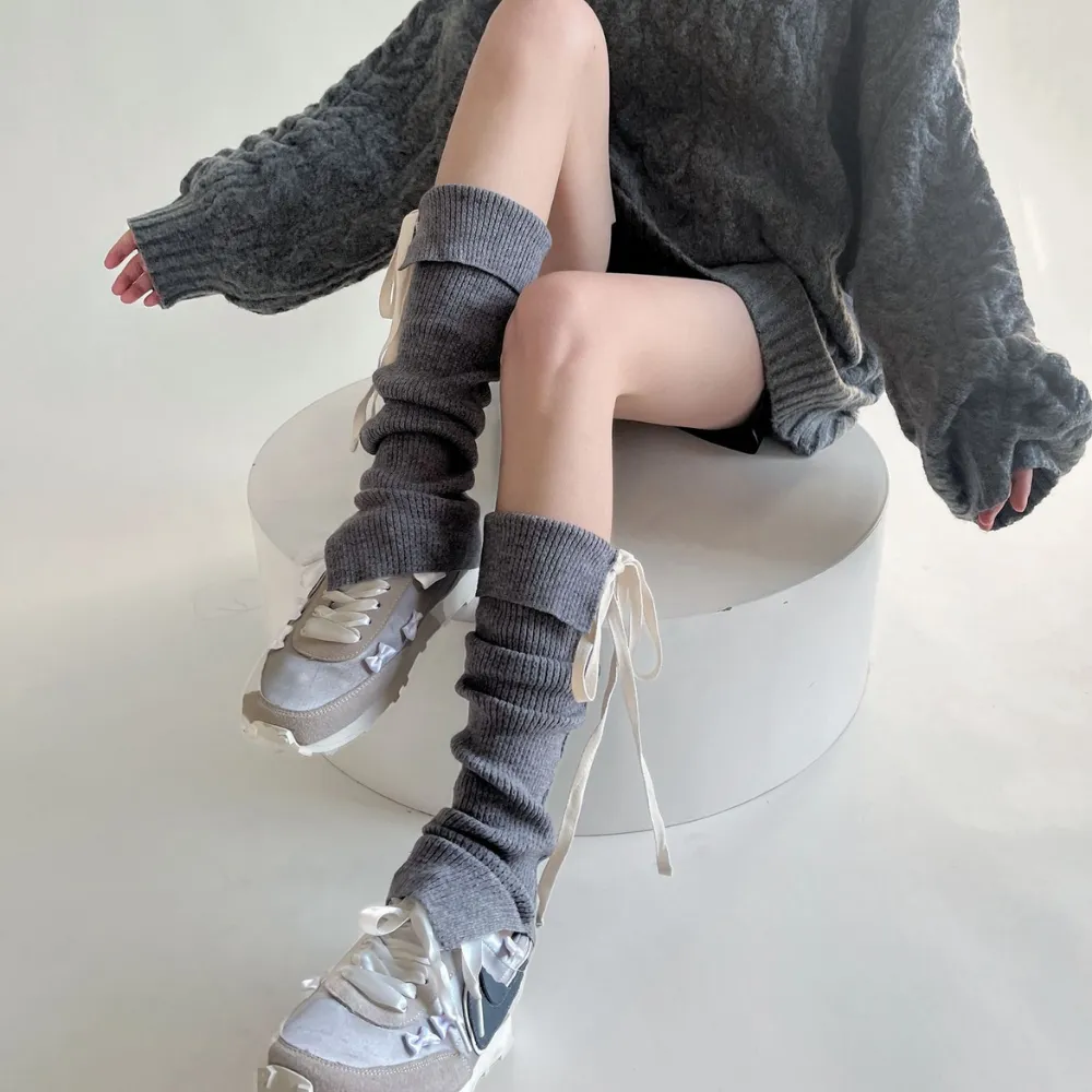 Sweet Bow Solid Color Leg Covers