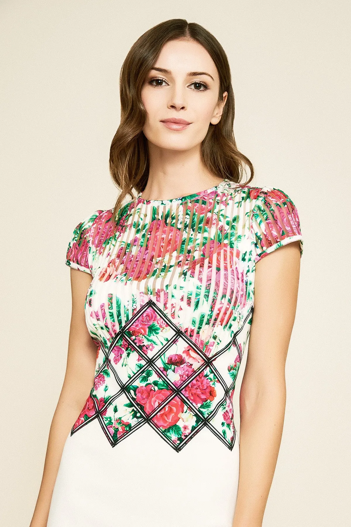 TADASHI SHOJI-JAMEKA FLORAL CREPE GOWN