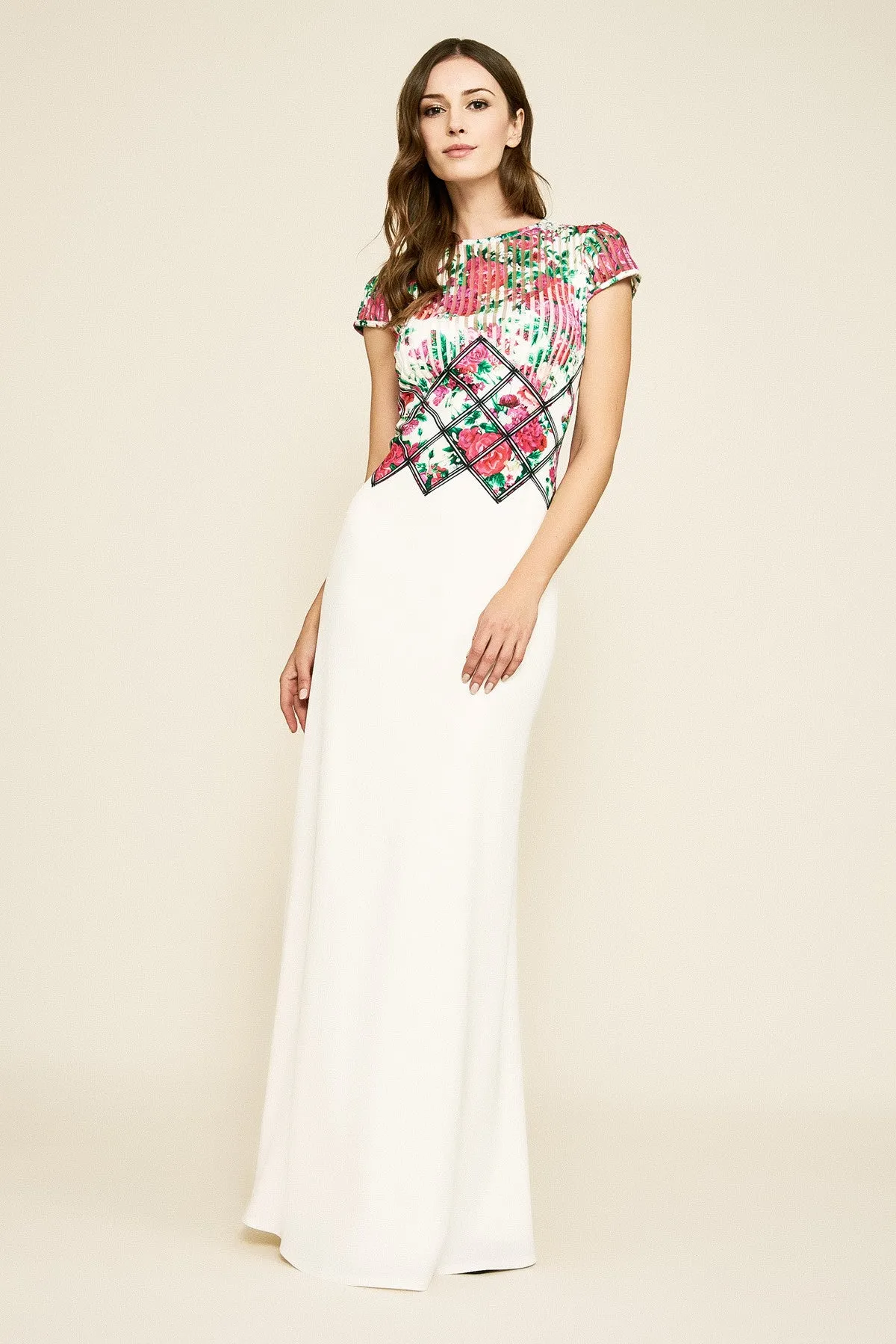 TADASHI SHOJI-JAMEKA FLORAL CREPE GOWN