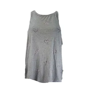TEREZ Women's Grey Outline Hearts Tank #24548490 Large NWT