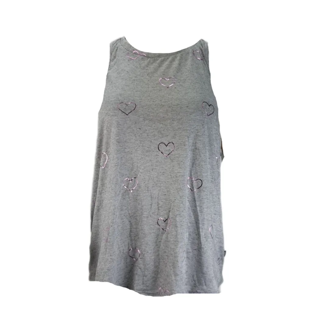 TEREZ Women's Grey Outline Hearts Tank #24548490 Large NWT