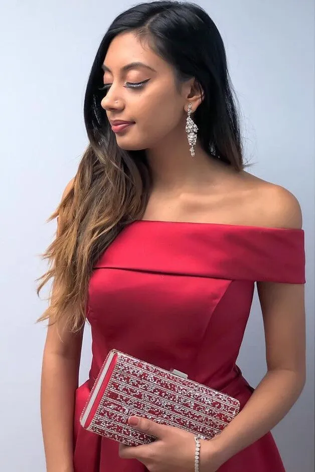 Textured Off-the-shoulder Homecoming Dress with Bow Sash