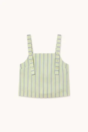 The Tiny Big Sister Stripes Buttons Straps Top - Pastel Yellow