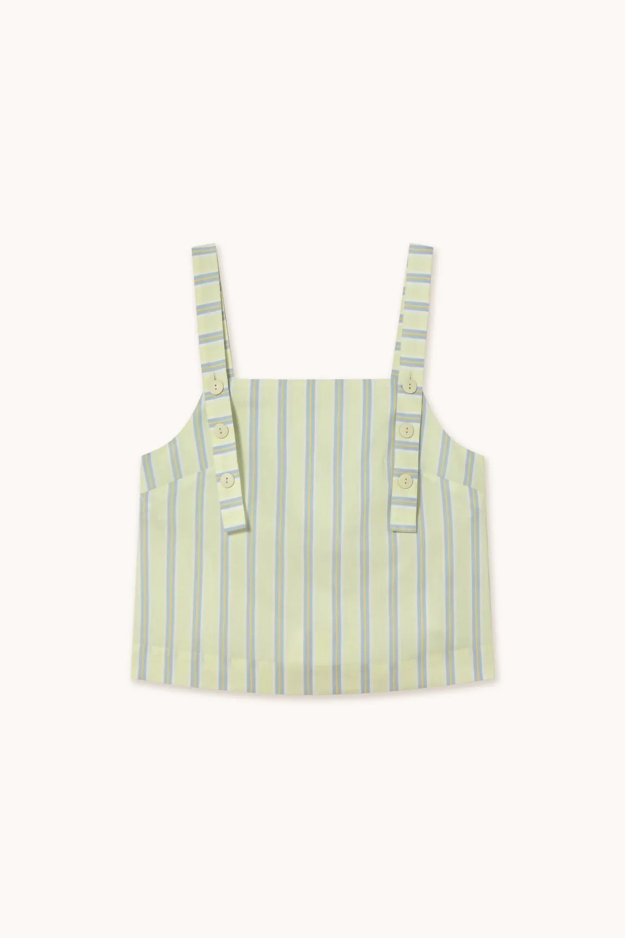 The Tiny Big Sister Stripes Buttons Straps Top - Pastel Yellow