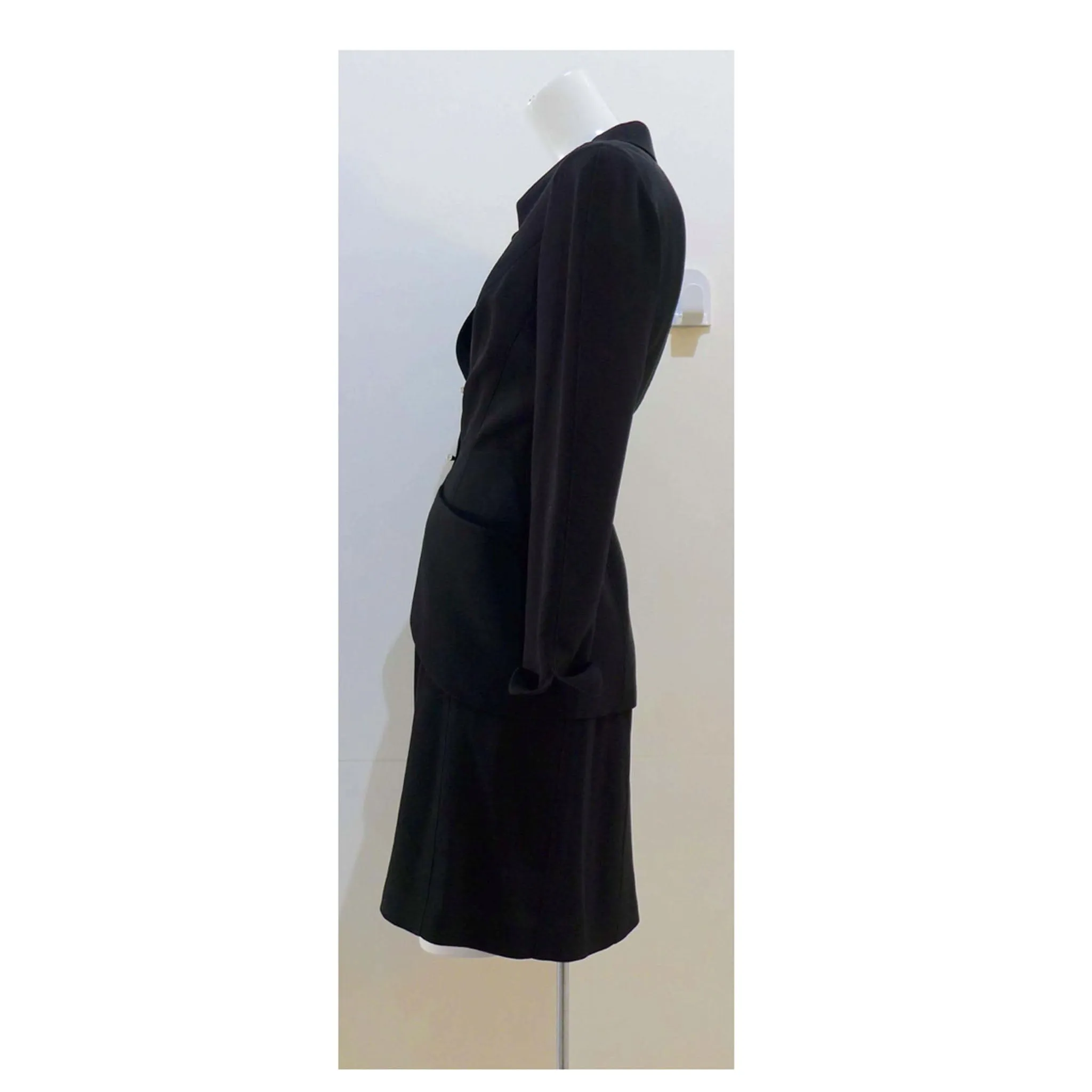 THIERRY MUGLER Silver and Rhinestone Skirt Suit Size 40