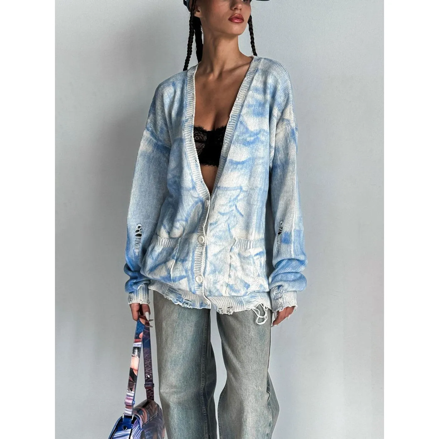 Tie-dyed Distressed Woolen sweater
