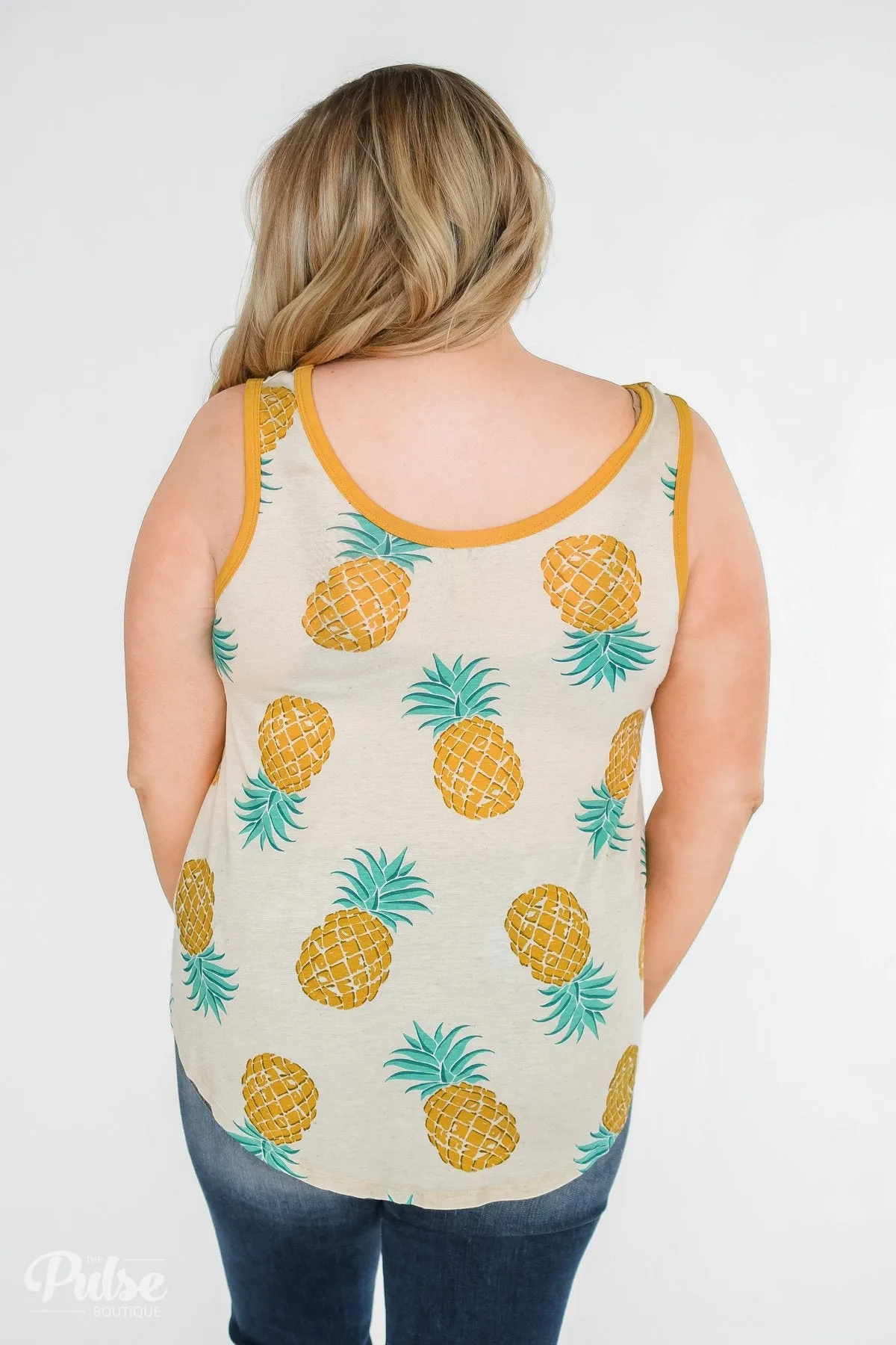 Time for Sunshine Pineapple Tank- Sand & Mustard Yellow