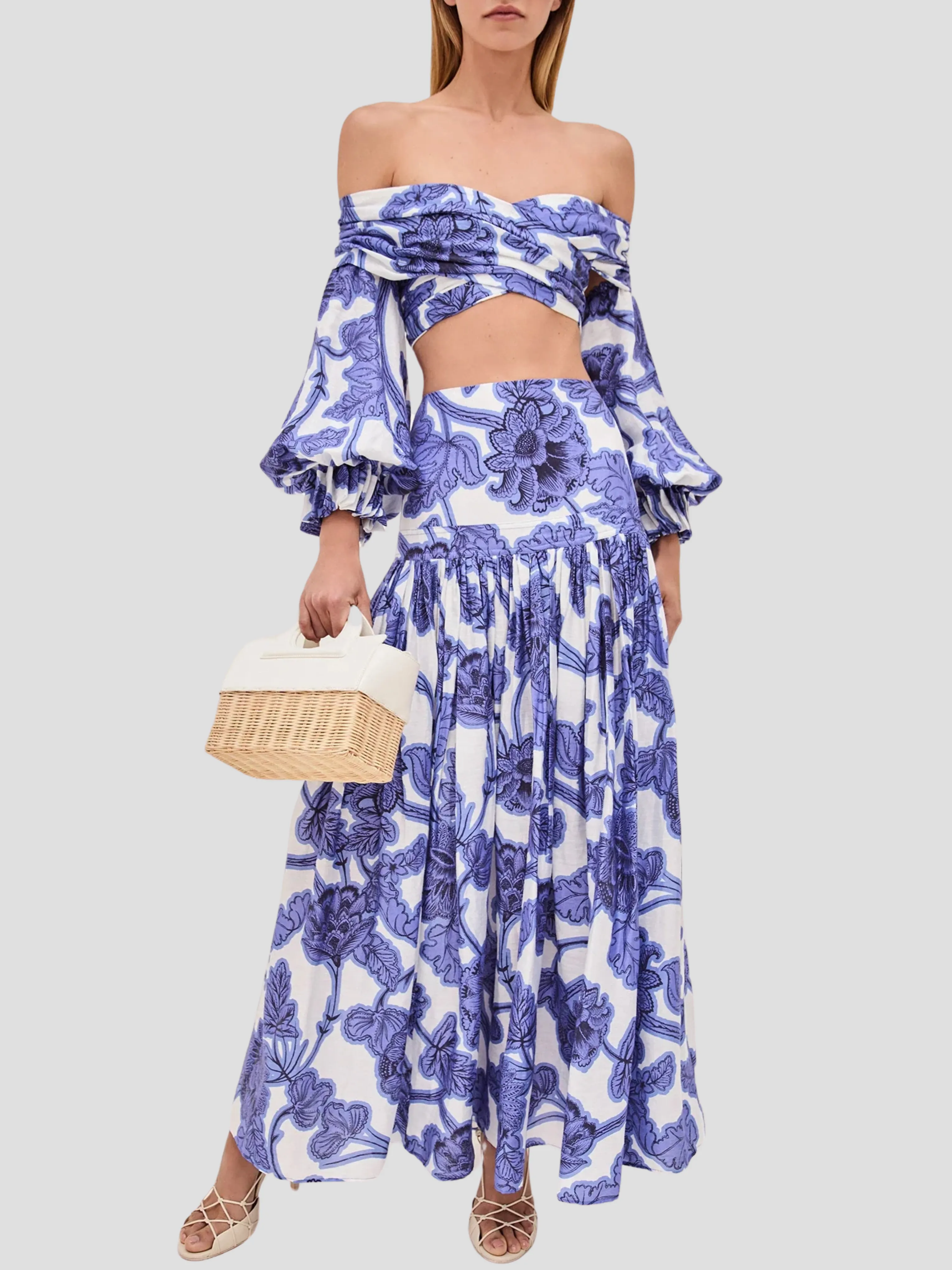 Trisha Floral Linen Crop Top
