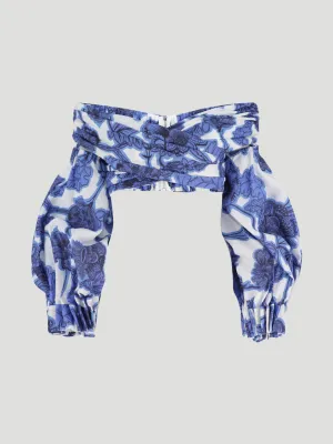 Trisha Floral Linen Crop Top