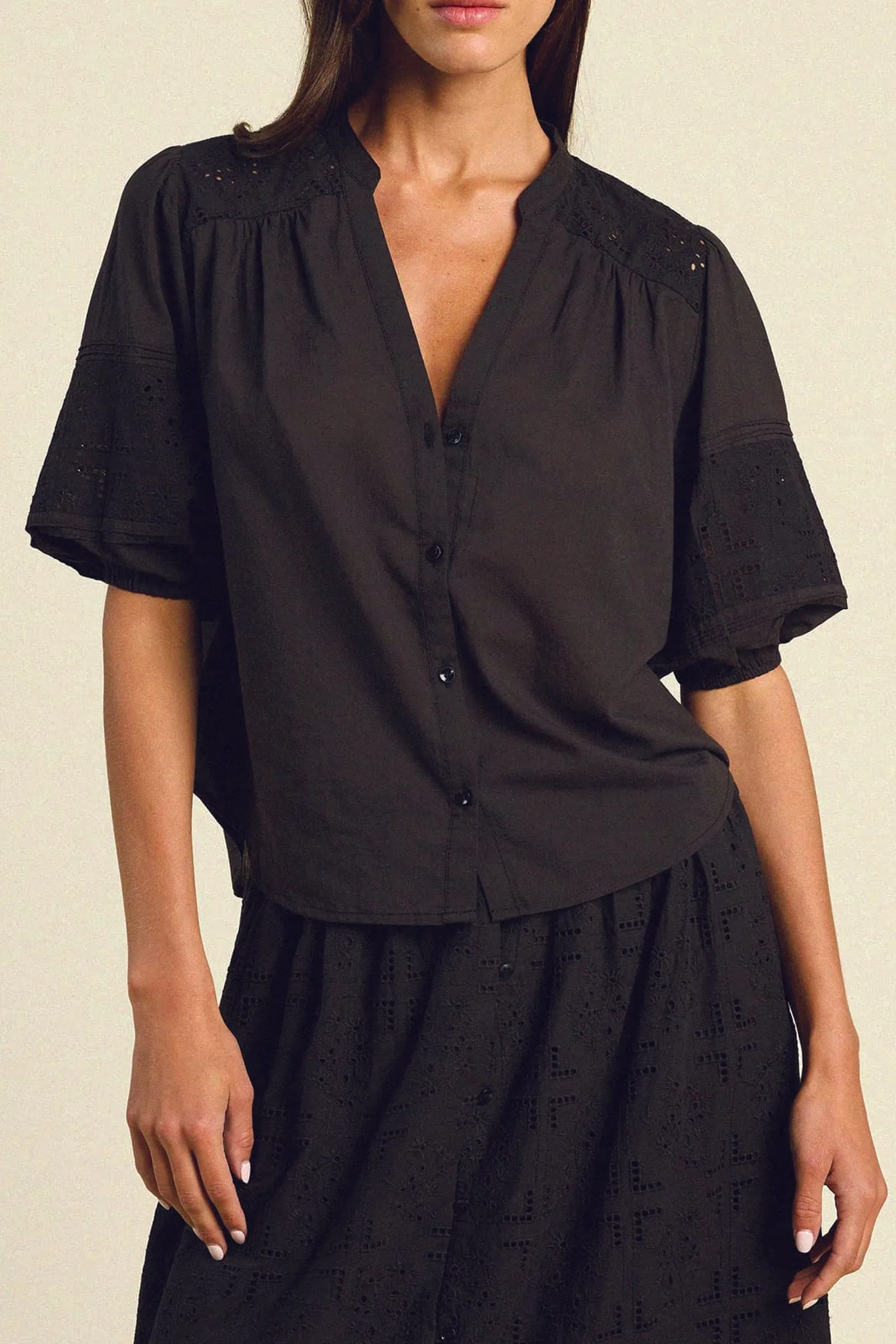 Trovata Loren Blouse in Black Handkerchief Eyelet