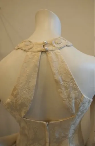 Tuxedo Lace Trim Vintage Halter Cocktail Dress In Black & White