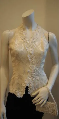 Tuxedo Lace Trim Vintage Halter Cocktail Dress In Black & White
