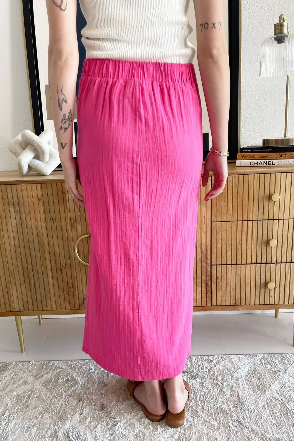 Twist Front Faux Wrap Maxi Skirt