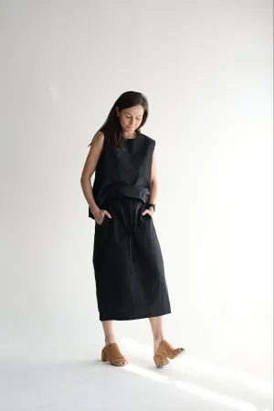 Twisted Skirt Medium Long in Black