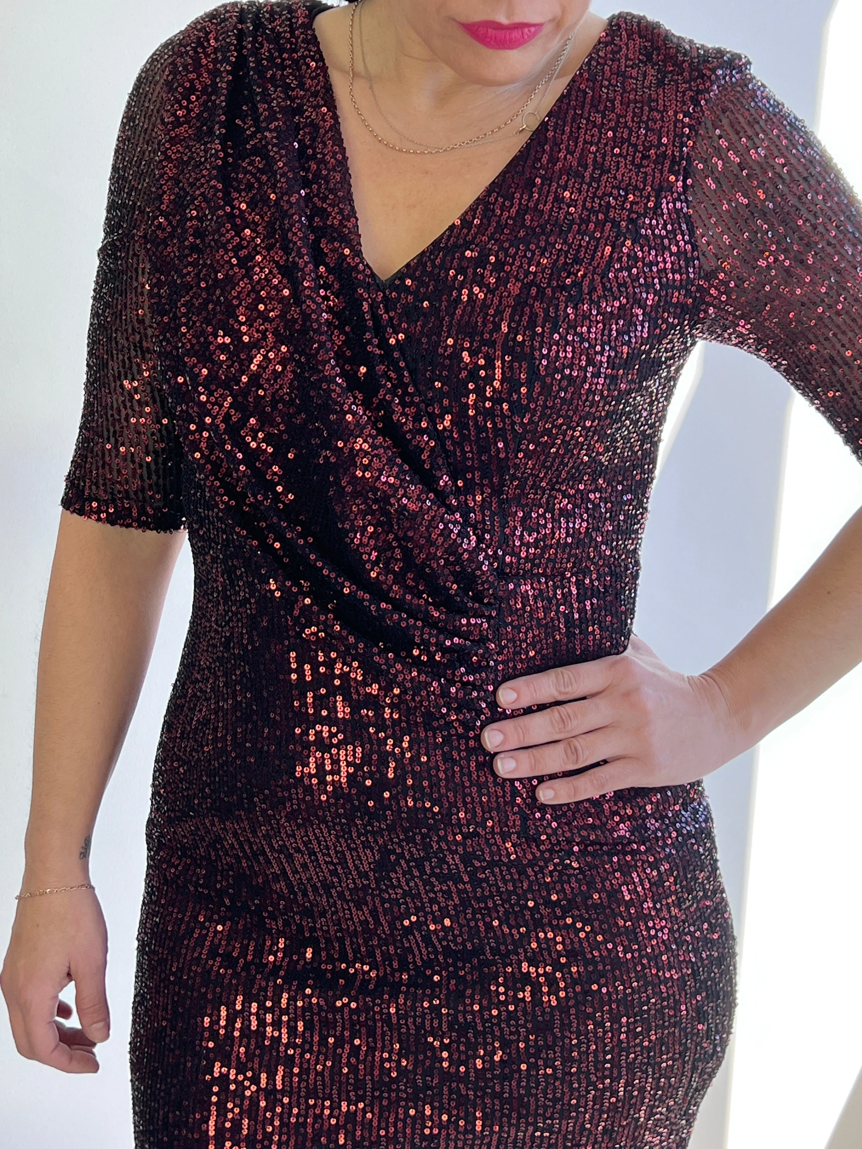 Unity Burgundy Sequin Dress