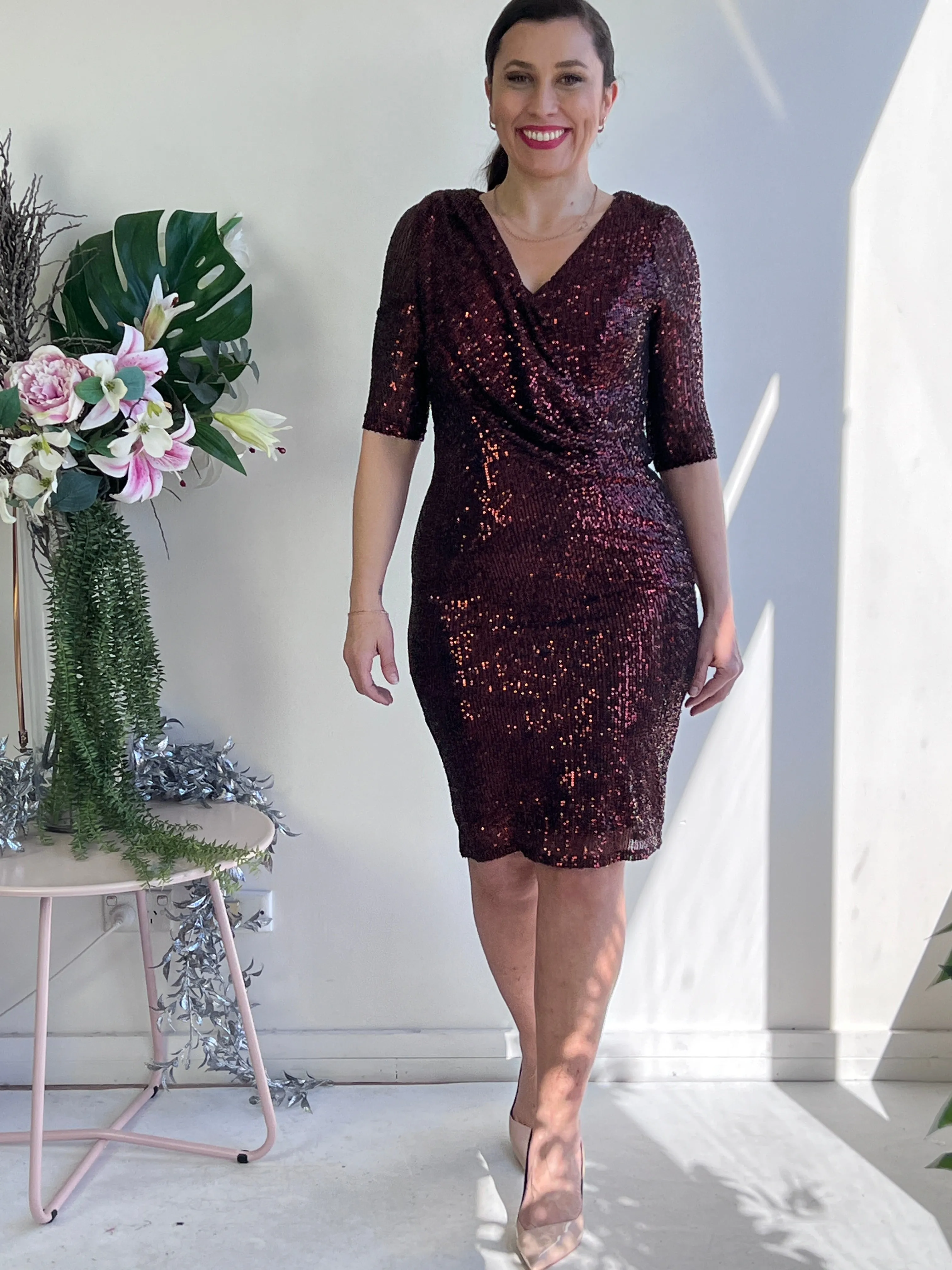 Unity Burgundy Sequin Dress