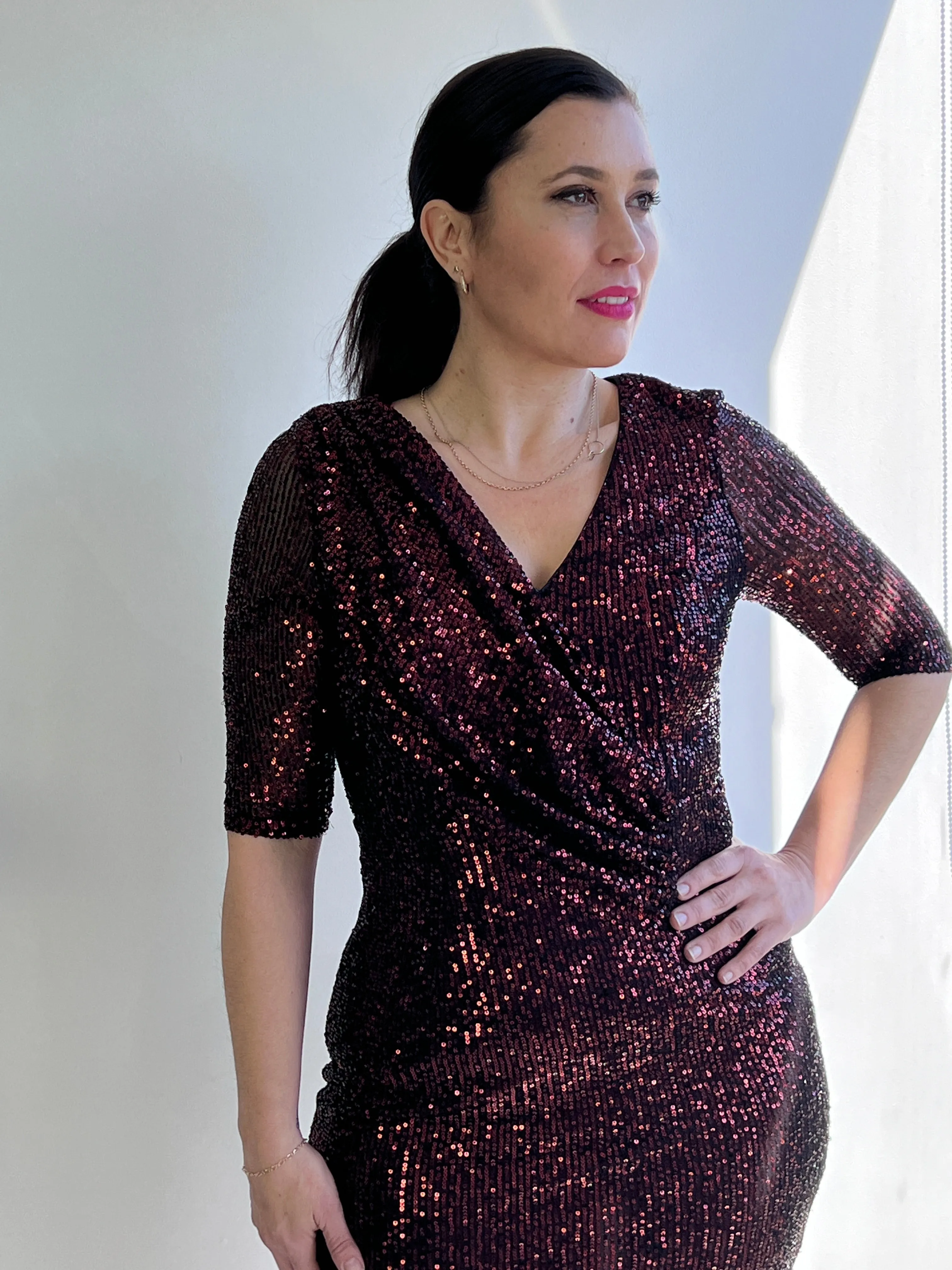 Unity Burgundy Sequin Dress