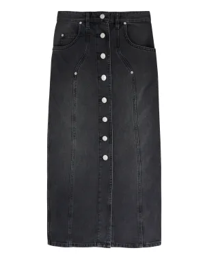 Vandy Denim Skirt in Faded Black