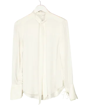 Veronica Beard Cream Silk Tie Neck Button Blouse UK XS