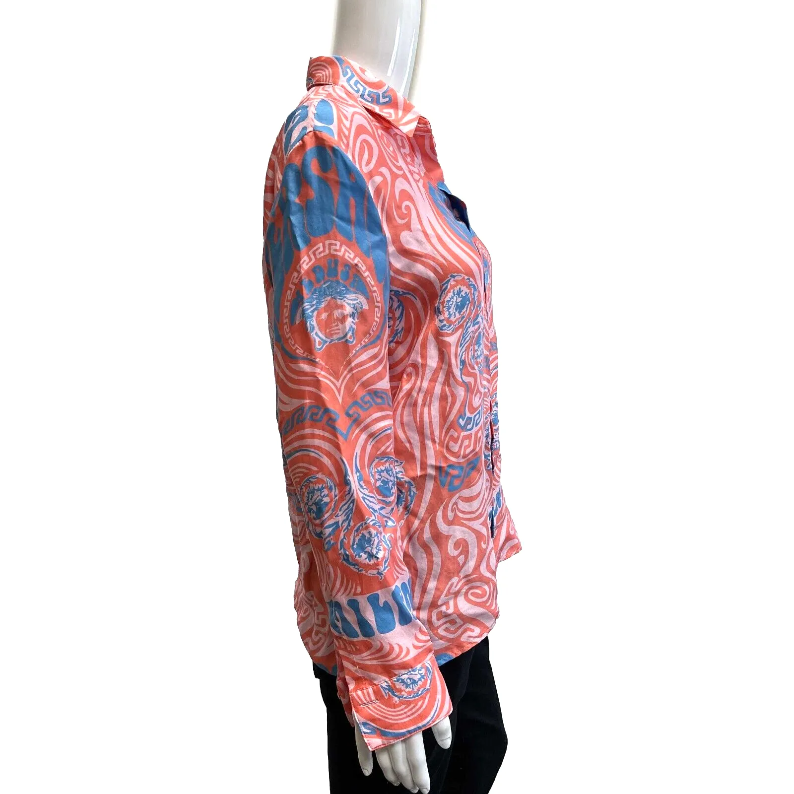 Versace Medusa Music Silk Pastel Pink & Blue Top - New w/ Tags