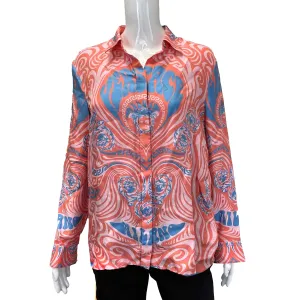 Versace Medusa Music Silk Pastel Pink & Blue Top - New w/ Tags