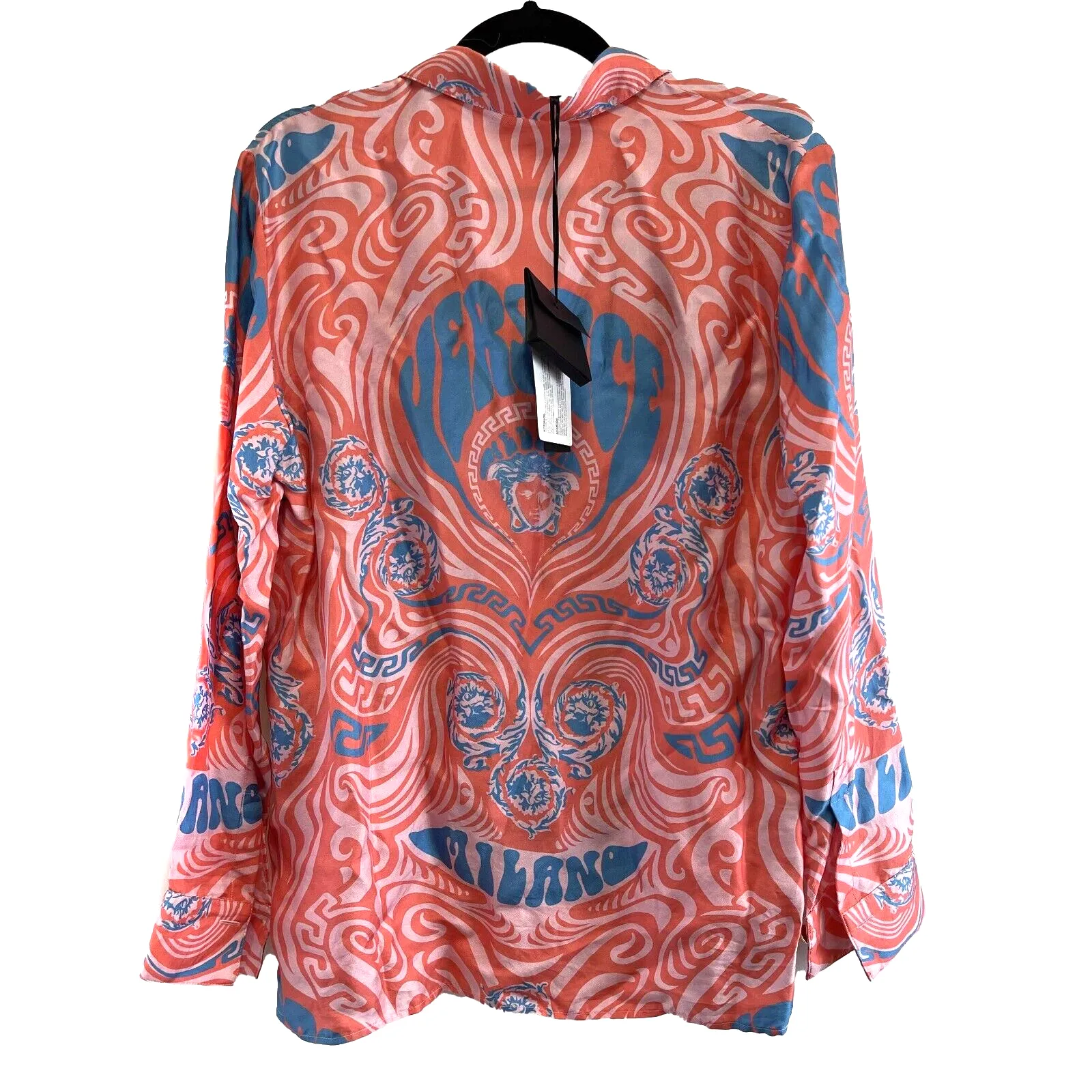 Versace Medusa Music Silk Pastel Pink & Blue Top - New w/ Tags