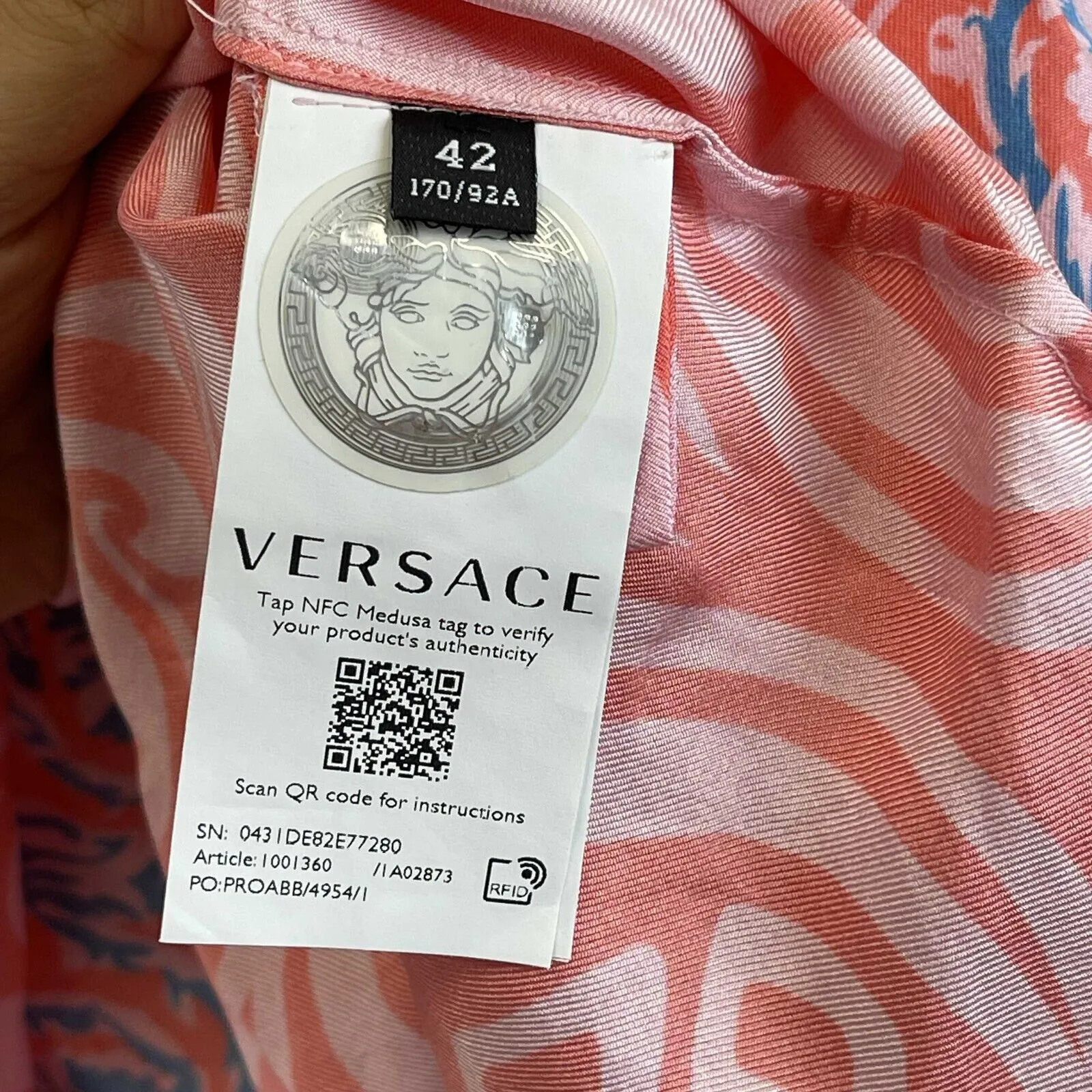 Versace Medusa Music Silk Pastel Pink & Blue Top - New w/ Tags