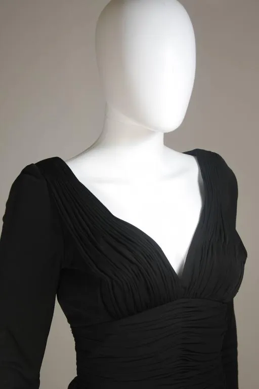 VICKY TIEL Black Ruched Jersey Cocktail Dress Size 4-6