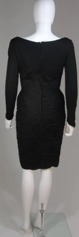 VICKY TIEL Black Ruched Jersey Cocktail Dress Size 4-6