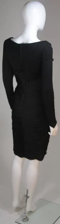 VICKY TIEL Black Ruched Jersey Cocktail Dress Size 4-6