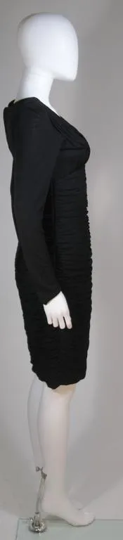 VICKY TIEL Black Ruched Jersey Cocktail Dress Size 4-6