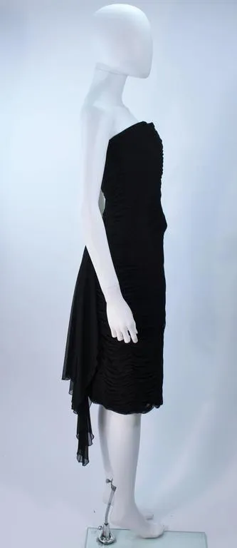 VICKY TIEL Black Stretch Mesh Beaded Cocktail Dress Size 6-8